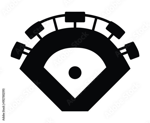 Vector of a baseball field featuring a simple layout of the diamond with clear markings