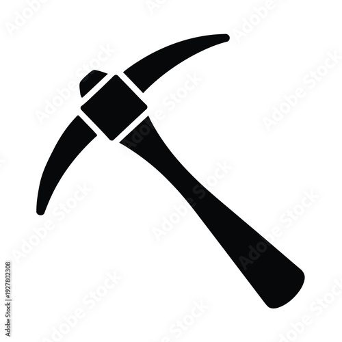 Vector of a pickaxe tool with a large handle and sharp blade