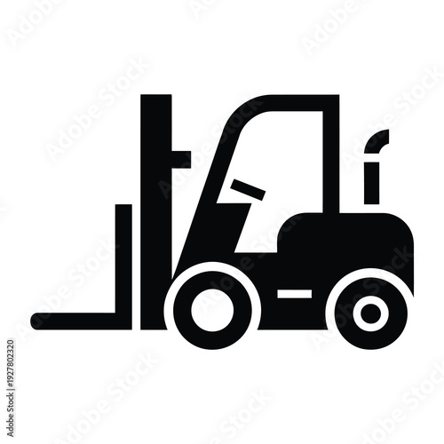 Vector of a forklift vehicle with forks extended for lifting heavy materials