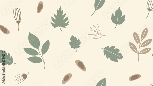 Seamless Autumn Leaf Pattern: Botanical Fall Design with Earthy Tones