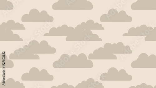 Seamless Cloud Pattern Background - Neutral Beige Sky and Grey Clouds