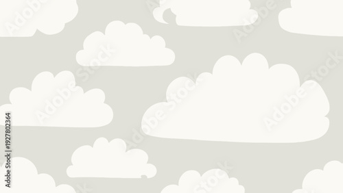 Seamless Cloud Pattern Background - White Fluffy Clouds on Gray