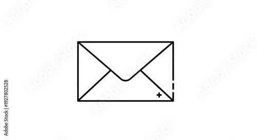 Minimalist envelope icon with clean black outlines represents email communication, digital messaging, and traditional mail services.