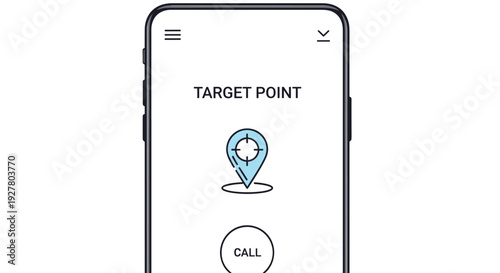 Mobile phone app displaying a target point location on a map with call button for delivery services and precise address navigation.
