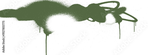 Green graffiti spray paint drip abstract art.