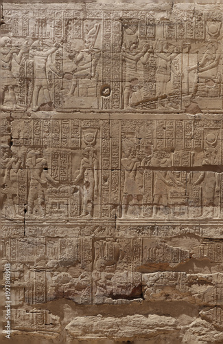 Wallpaper Mural Ancient Egyptian wall carving with hieroglyphics in archaeological site Torontodigital.ca