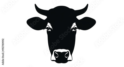 Cow Head Silhouette Illustration.