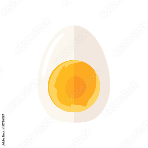 Cut boiled egg with yellow yolk on white background  