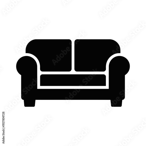 Black silhouette icon of a modern sofa