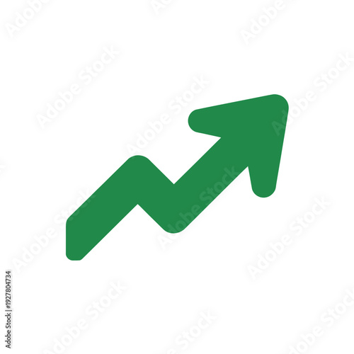 Green upward zigzag arrow