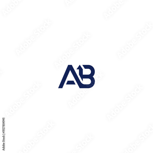 Dark blue AB letters logo with an upward arrow integrated into the letter B, isolated on white background