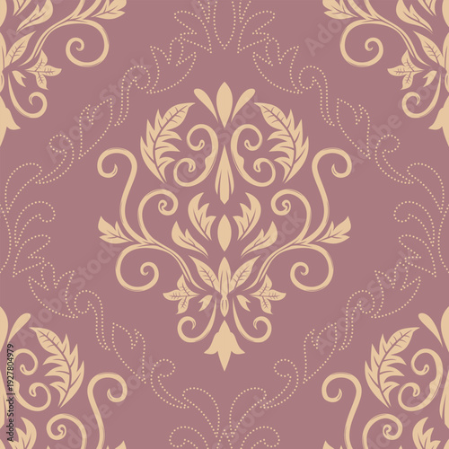 Damask seamless repeat element pattern. Beautiful luxury vintage floral damask vector illustration. Design for wallpaper, decorative, texture, textile, ornament, wrapping, shirts, clothing