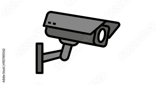 Security camera on a wall mount.