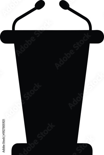 Black silhouette of a podium with two microphones