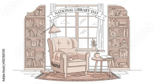 Cozy Reading Room with Bookshelves.