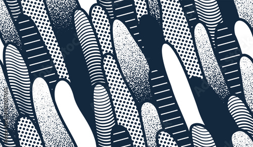 Abstract vector seamless pattern, endless motif background of some plants biology theme, tiling art with biology organisms look like shapes.