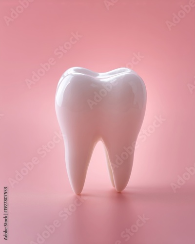 Wallpaper Mural Clean single tooth on soft pink background symbolizing oral hygiene, dental treatment and healthcare branding. Torontodigital.ca