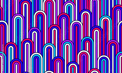 Rainbow lines seamless pattern, colorful linear geometric vector abstract background, multicolored positive endless tiling wallpaper.