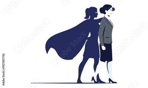 Businesswoman with Superhero Shadow Representing Inner Strength