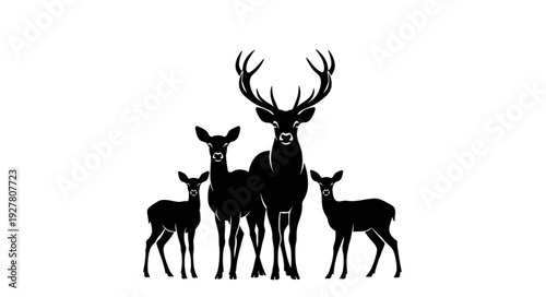 Deer Family Silhouette Illustration.