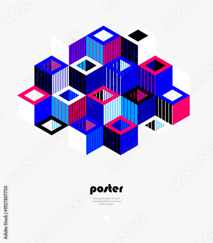 3D isometric cubic design v...