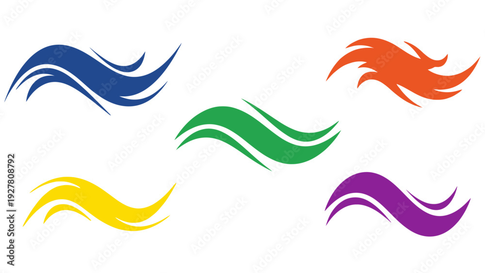 Obraz premium Colorful Abstract Wave Shapes Illustration with Dynamic Flow and Vibrant Colors for Design Use