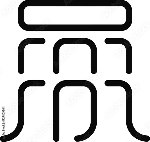 Minimalist black and white illustration of a traditional japanese fan structure