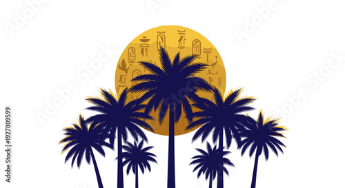 Palm Trees Silhouetted Against Full Moon.