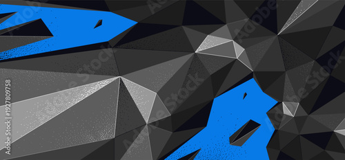 Low poly broken abstract background vector, chaos and anxiety wallpaper breaking shapes to pieces, destroyed 3D dimensional form in motion.