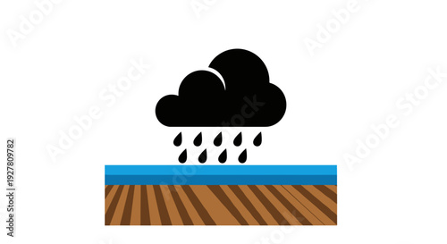 Rain Cloud Illustration with Water Droplets.
