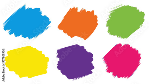 Colorful paint splashes in vibrant shades including blue orange green yellow purple and pink
