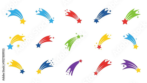 Colorful Shooting Stars Illustration with Dynamic Motion Effects for Celebrations