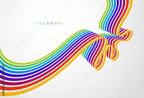 3D lines in 3D perspective colored in rainbow colors vector abstract background, bright wallpaper with dimensional curvy stripes.