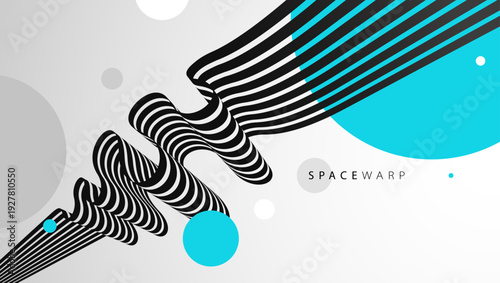 3D perspective lines and circles vector abstract background, curve stripes ribbon bent wallpaper, road journey concept, dynamic wallpaper.