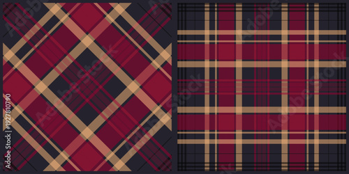 Red and black plaid patterns, textile backgrounds, fabric designs