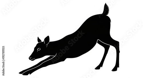 Deer Running Silhouette Isolated.