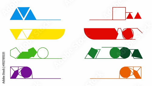 Geometric and Abstract Shapes in Various Colors and Formations for Design Elements