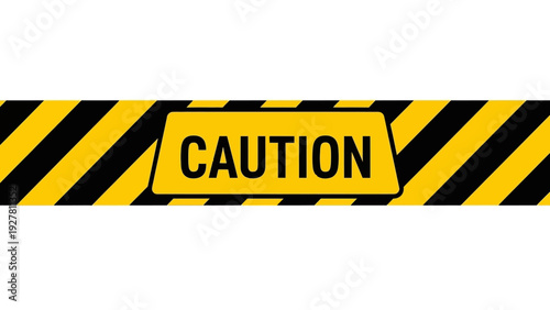 high visibility caution tape with bold warning sign in yellow and black stripes