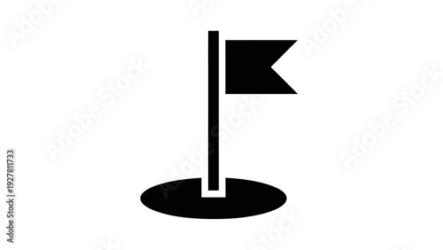 Minimalist black flag on a pole icon representing marking or achievement in digital or graphic