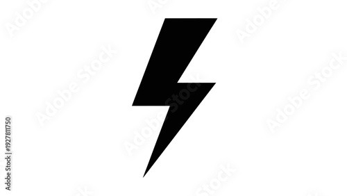 Minimalist Black Lightning Bolt Icon on White Background for Signage or Symbolic Use