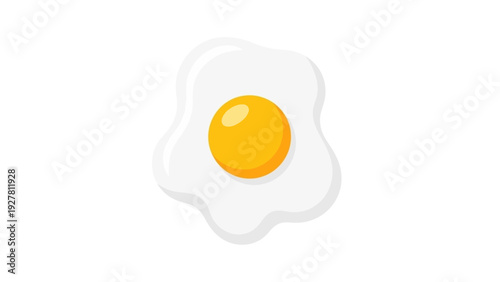 Minimalist Illustration of a Sunny Side Up Egg with Bright Colors and Simple Design