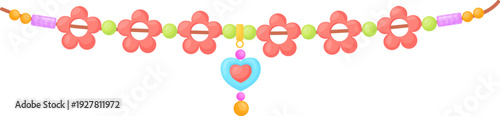 Cute flower bracelet. Plastic color bead necklace