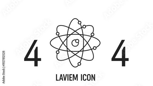 Minimalistic Atomic Structure with the Number 4 and Laviem Icon for Science or Education Themes