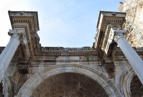 
Hadrian's Gate in Antalya. An architectural monument on a street in the Turkish city of Antalya.
