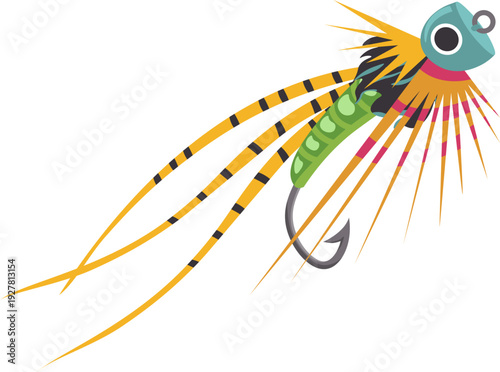 Fishing lure cartoon icon. Angler feather tackle