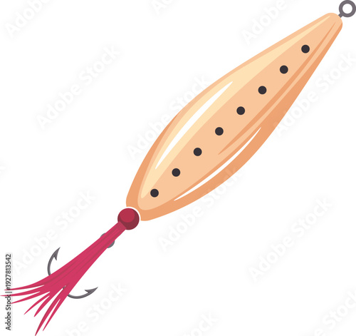 Rod lure. Plastic hook tackle cartoon icon