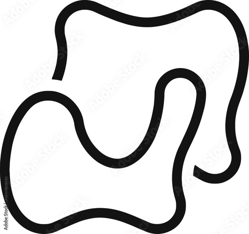 Abstract line drawing resembling a stylized molar tooth with organic contours