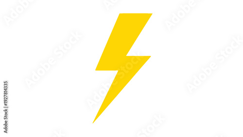 Bright yellow lightning bolt symbol representing energy and power on white background