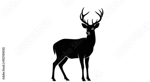 Deer Silhouette with Large Antlers.