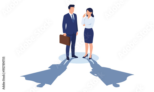 Business Professionals with Superhero Shadows